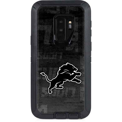 NFL Detroit Lions Black & White Otterbox Defender Galaxy Skin